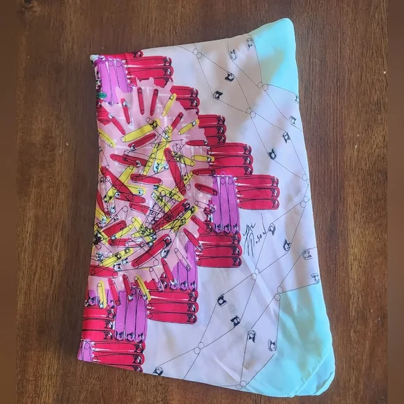 Zac Posen X Target Pink Red White Safety Pin Paisley Print Silk Blend Scarf - Picture 5 of 5